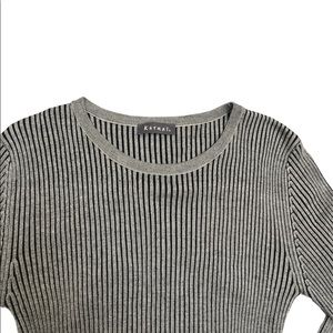 Black and Grey Contrast Ribbed Sweater